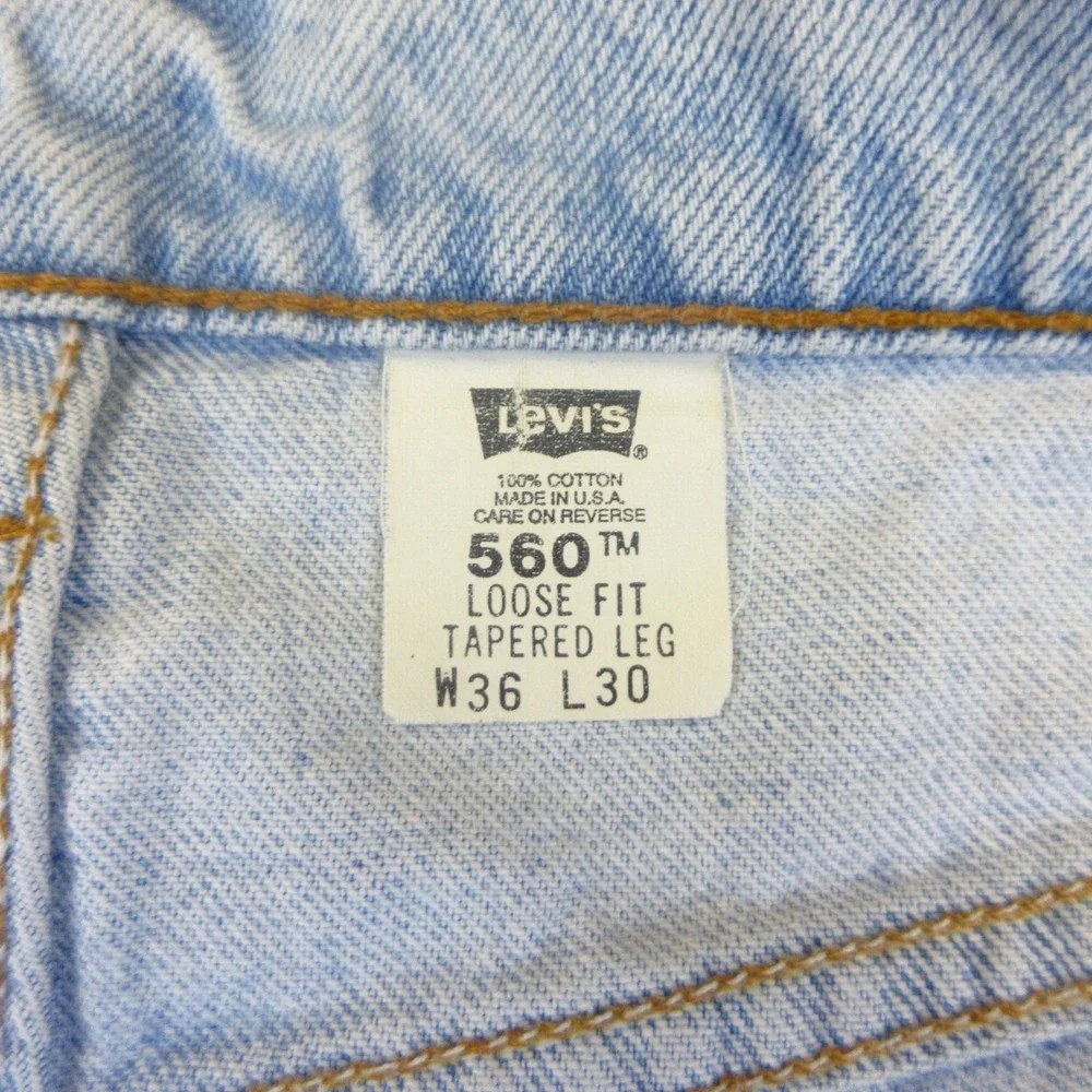 Levi's 560 Jeans Mens W36 L30 Light Wash Blue Vintage 90s Loose Fit Tapered Leg